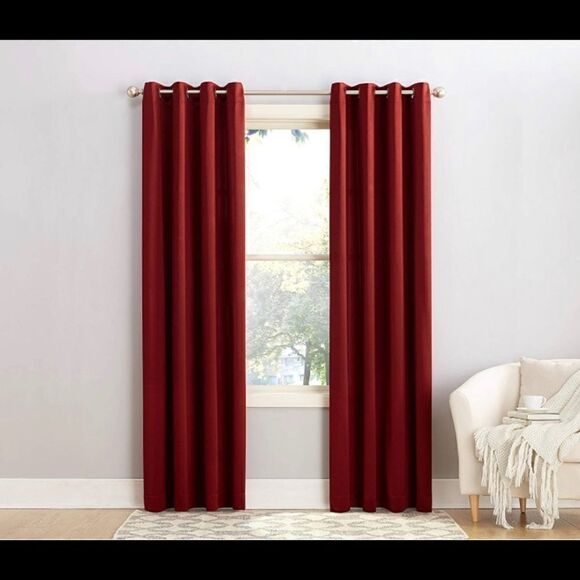 Sun Zero Barrow Energy Efficient Grommet Curtain Panel, 54" x 95", Red - Picture 4 of 7